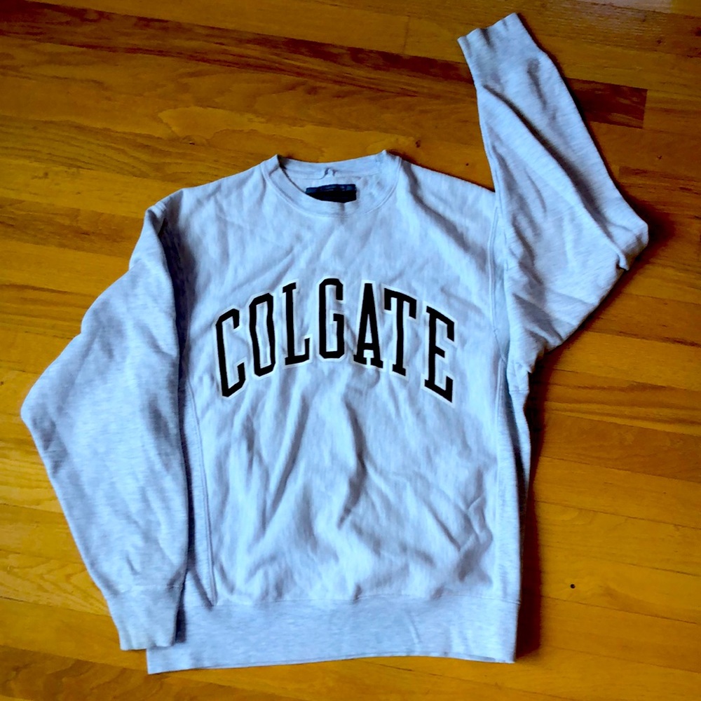 Colgate University Sweatshirt - Light Grey w/Maroon & White Letters. Size Small